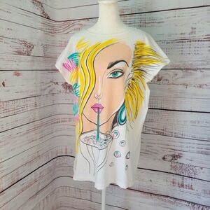 Vintage 80s A'Milano Pop Art Women's T Shirt Nagel Style New Wave